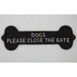 A 21st C painted cast metal 'Dog-please close the gate' CONDITION: Please Note - we