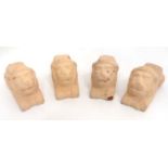 Garden & Architectural : a set of four painted terracotta window rests / plant pot feet in the