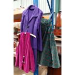 Vintage/Retro ladies fashion, St Michaels velvet jacket in green, orange and purple,