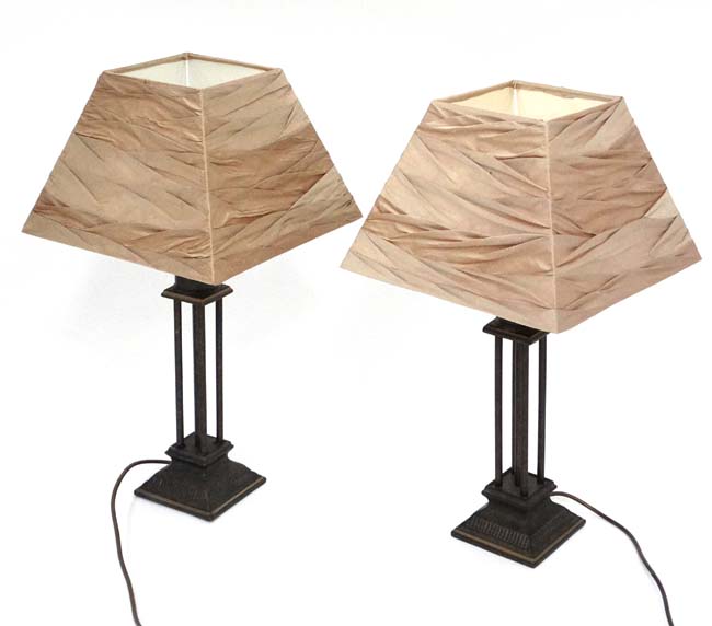 Pair of lamps with shades CONDITION: Please Note - we do not make reference to the - Image 2 of 2