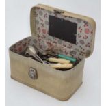 Assorted silver plated flatware in an old vanity case CONDITION: Please Note - we