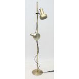 Vintage Retro : a Danish double Standard lamp with two brushed bronze effect aluminium directional