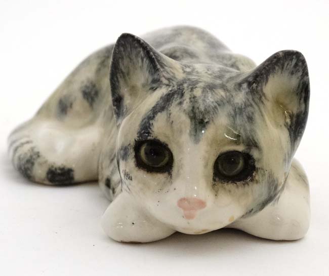 A J. Winstanley tabby cat with yellow glass eyes, size 7A, bears signature to base. 2 3/4'' high. - Image 3 of 5