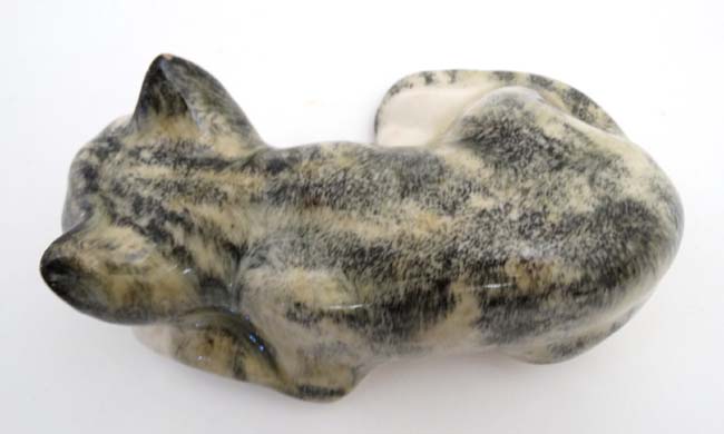 A J. Winstanley tabby cat with yellow glass eyes, size 7A, bears signature to base. 2 3/4'' high. - Image 5 of 5