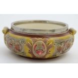 A c1893 Wedgwood majolica two handled salad bowl, registered design number 206620,