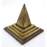 Hungarian Communist maquette / small sculpture of an obelisk in brass on a stepped base ,