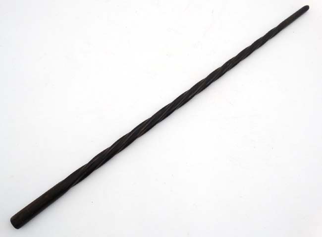 An early 20thC carved ebony walking cane ,