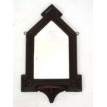 A 19thC Kent style wall mirror intaglio decoration and demi-lune shelf lower 26" high x 15 1/4"