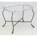 Mid Century / Hollywood Regency : a French silver tray topped coffee table,