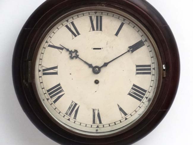 Clock : a 19 th C mahogany cased 12" wall Timepiece Clock , with fast - slow below 12, - Image 3 of 5