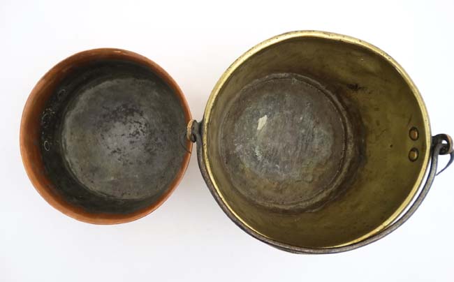 A brass jam pan with wing over handle together with a copper pot stamped A Fountaine Bros, - Image 3 of 4