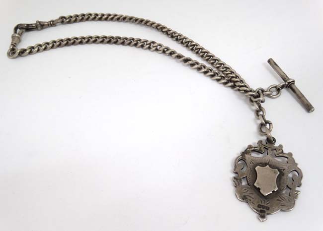 A silver albert watch chain with Hallmarked silver fob The fob Hallmarked Chester 1911 maker TJS. - Image 3 of 4