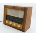 Art Deco : a stripped walnut with birds eye maple Bush valve Radio , Type A.C.