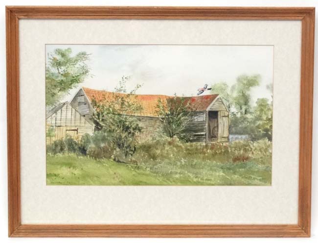 Reg Sampson XX Acylic watercolour ' Derelict Barn ' Signed and dated ' 92 ' and titled verso 10 x