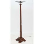 Art Deco : An Oak and Chromium standard lamp uplighter with tapered and canted central column,