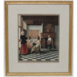 Clifford R James XIX-XX after Pieter De Hooch (1629-1684), Signed mezzo tint ,