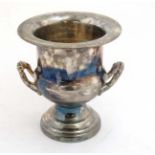 A silver plate wine cooler of compana urn form with twin handles 10" high CONDITION: