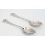A pair of silver trefid end coffee spoon hallmarked Sheffield 1943 maker R F Mosley & Co 3 3/4"