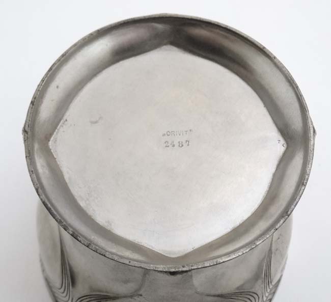 Orivit : An Art Nouveau pewter circular lidded pot, marked under ' Orivit 2487 ', - Image 7 of 7