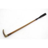 Equestrian : An early 20thC Mallaca shafted , Antler handled Hunting Crop / Whip ,