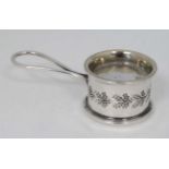 A white metal measure with loop handle and engraved thistle decoration ( one side being half the