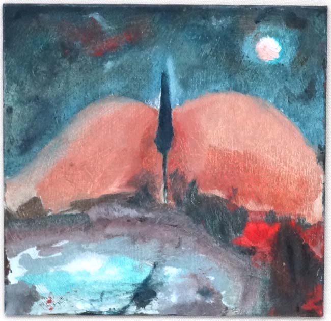 XX Italian School Oil on board Tuscan landscape by moonlight 7 -/2 x 7 3/4" CONDITION: - Image 3 of 3