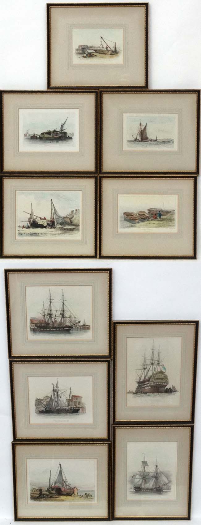 Drawn and engraved by Edward William Cooke (1811-1880) 10 hand colored maritime subjects engravings