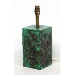 Vintage Retro : a Daum Howe , a green marbled ceramic table lamp of squared form, signed under.