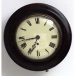 Clock : an 8" convex dial mahogany cased wire fusee wall timepiece clock,