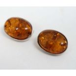 A pair of 925 silver and amber cufflinks CONDITION: Please Note - we do not make