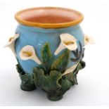 A large 19thC Majolica Calla Lily pot ,