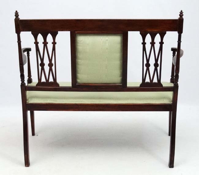 An Edwardian open arm 2-seat sofa 44 3/4" wide 39 3/4" high CONDITION: Please Note - Image 3 of 4