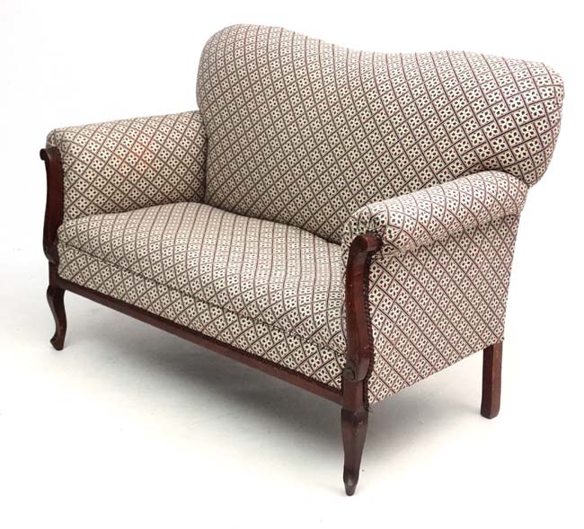 An Edwardian inlaid mahogany 2 seater sofa, - Image 3 of 4