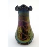 An Arty Nouveau iridescent vase with flared rim. Probably Loetz.