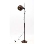 Vintage Retro : a Danish Standard lamp with single brown livery directional spot lamp of