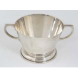 An Art Deco silver porringer Hallmarked London 1947 maker Wakely & Wheeler 2 1/2" high x 5" wide