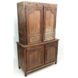 A late 19thC French Farmhouse cupboard on cupboard.