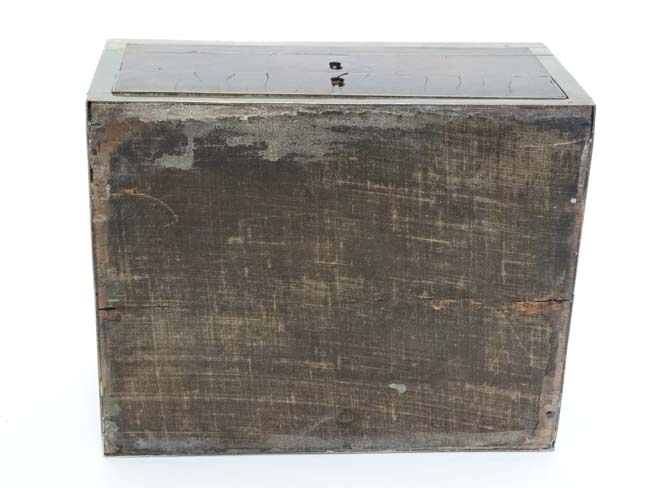 A burrwood Campaign box with brass edges and corners and drawer under. - Image 5 of 8