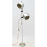 Vintage Retro : a Danish double Standard lamp with two brushed aluminium spherical directional