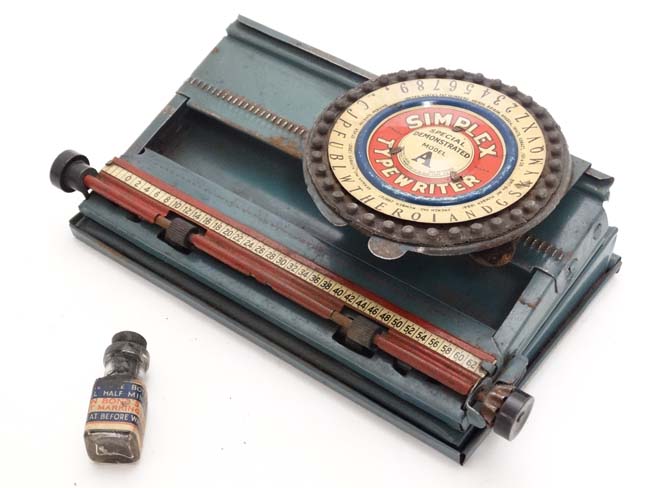 A c1900 tinplate American made '' Simplex '' typewriter '' Special demonstrated model A '' with - Image 8 of 8