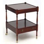 Mid Century / Hollywood Regency : a 1970/80's mahogany small buffet / lamp table with 2 tiers and