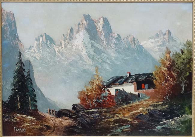 F Schmidt XX Oil on canvas Tyrolean scene Signed lower left 20 x 28" CONDITION: - Image 4 of 5