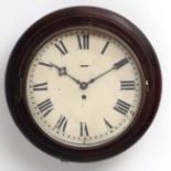 Clock : a 19 th C mahogany cased 12" wall Timepiece Clock , with fast - slow below 12,
