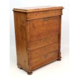 An early 20thC Continental waxed pine secretaire a abattant, 54" high x 42 1/2" wide x 20" deep.