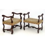 A pair of 19thC mahogany window seats 24" high x 22 3.