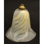 A mid- late signed glass light shade with etched mark ' Adian Sauby' ? Approximately 5" high.