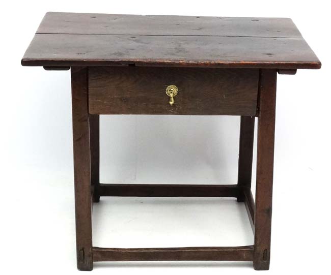 A 17thC oak side table /low boy with drawer under 33" wide x 23 1/2" deep x 26 1/2" high - Image 4 of 4