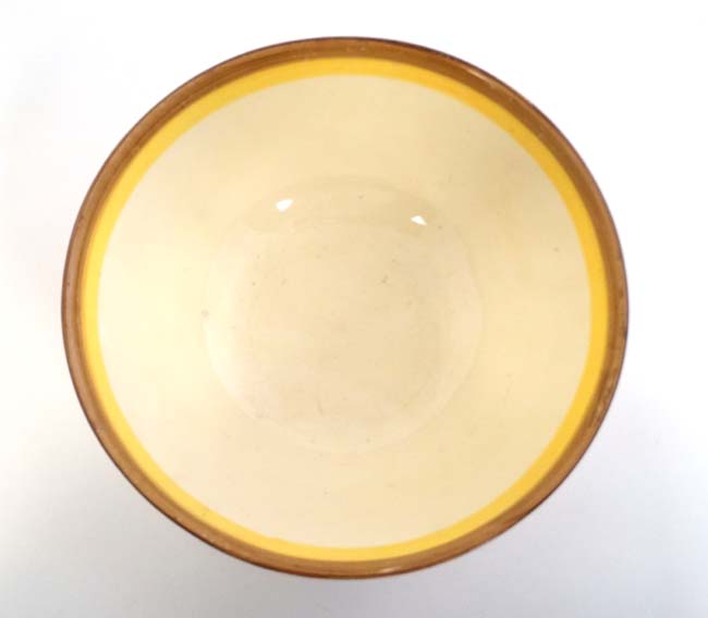 A c1930's Clarice Cliff '' Rhondanthe '' pattern bowl hand painted in yellow, orange, - Image 6 of 8
