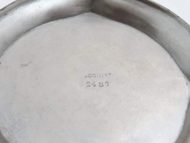 Orivit : An Art Nouveau pewter circular lidded pot, marked under ' Orivit 2487 ', - Image 2 of 7