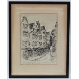 P Nichols XIX-XX Rare monochrome hand touched print ' Cloth Fair - The Last of old London ' Signed